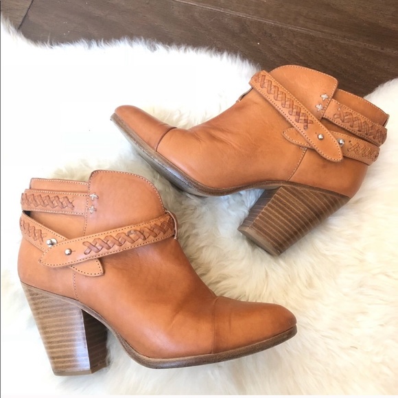 RAG & BONE Harrow Woven Ankle Booties Leather Cowboy Boots - Picture 3 of 8